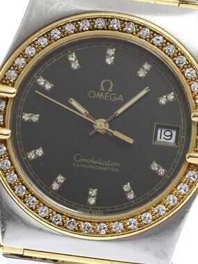 OMEGA Constellation Diamond bezel full bar date black Dial Quartz Men's_900764
